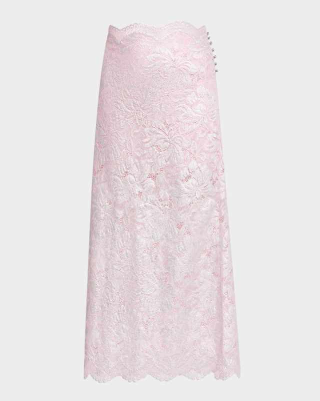 Metallic Lace Midi Skirt